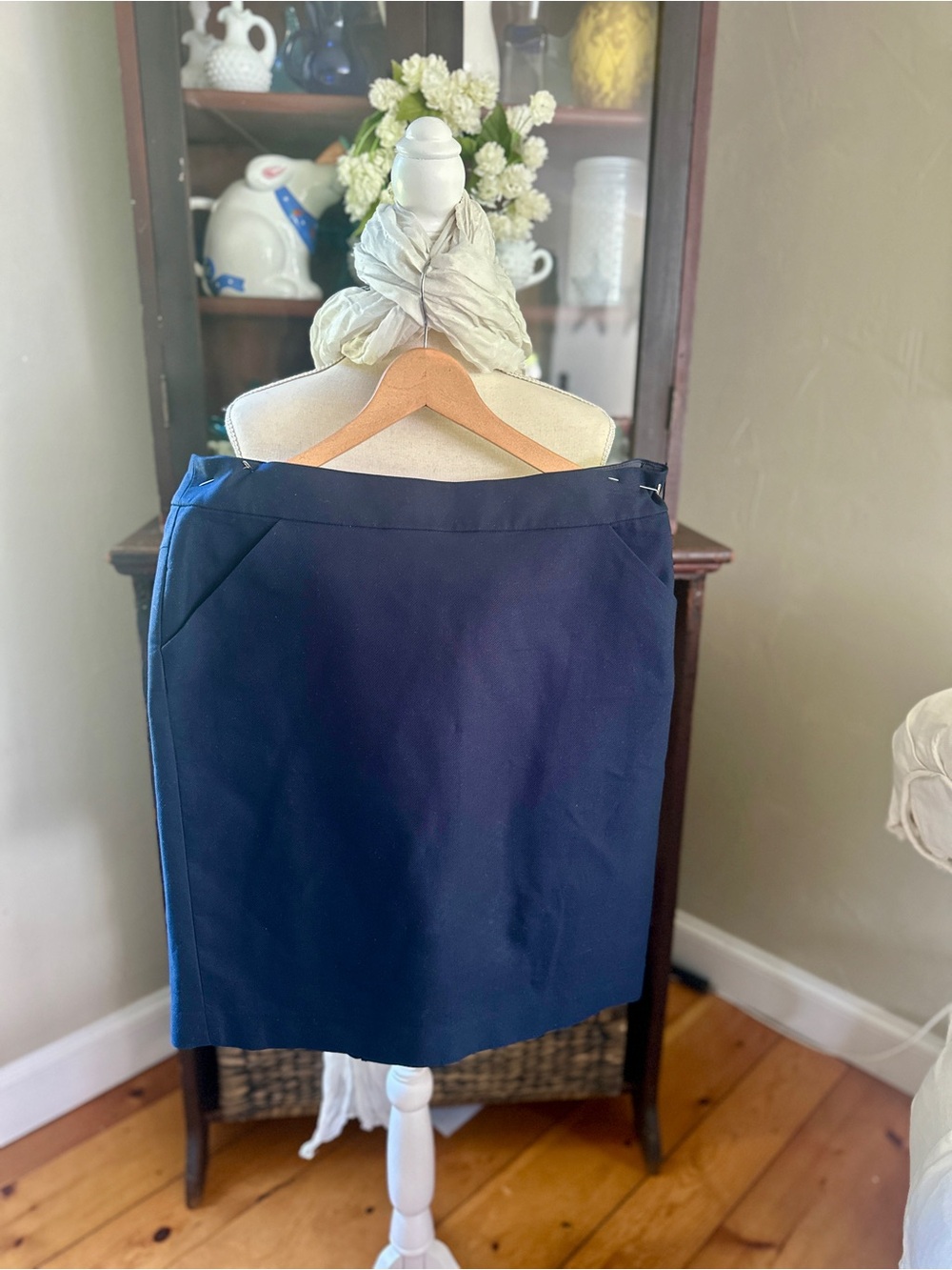 NWT Vintage J.Crew Navy Cotton Pencil Skirt Size 14